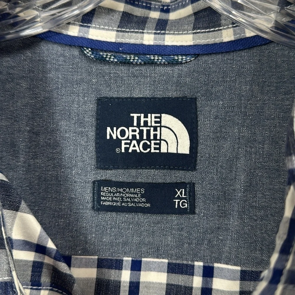 The North Face blue plaid button-down shirt size XL